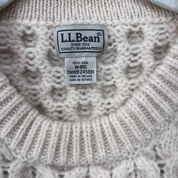L.L. Bean Cream Cable Knit Sweater - Picture 3 of 11